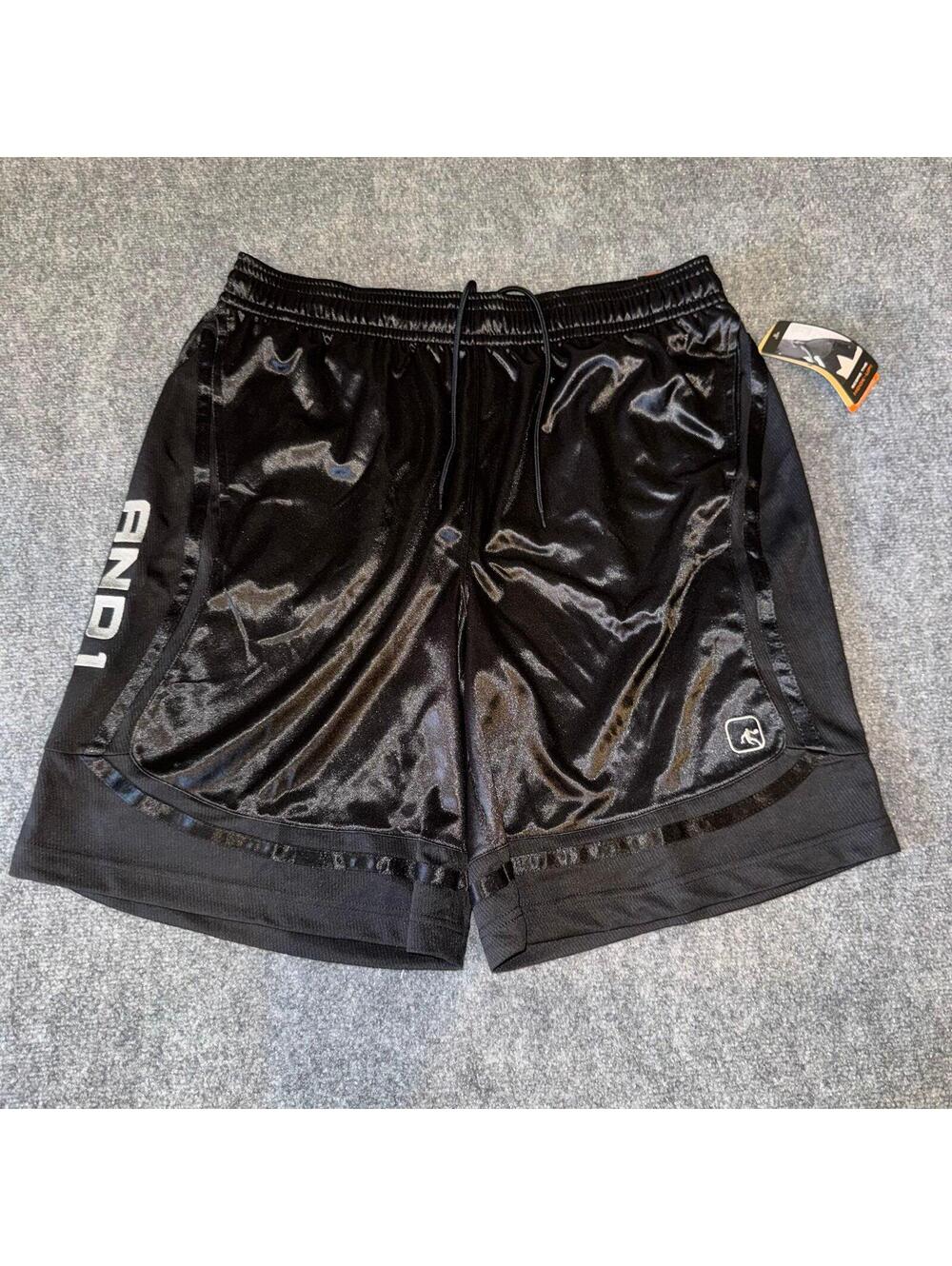 NWT AND1 Beautiful Baggy Black Dazzle Hoop Shorts Mens XL Vtg y2k 90s Rare